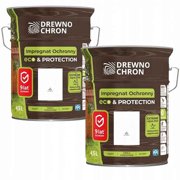 Set Drewnochron Eco&protection 2x4,5L Impregnat Na Dřevo Bílý 9L