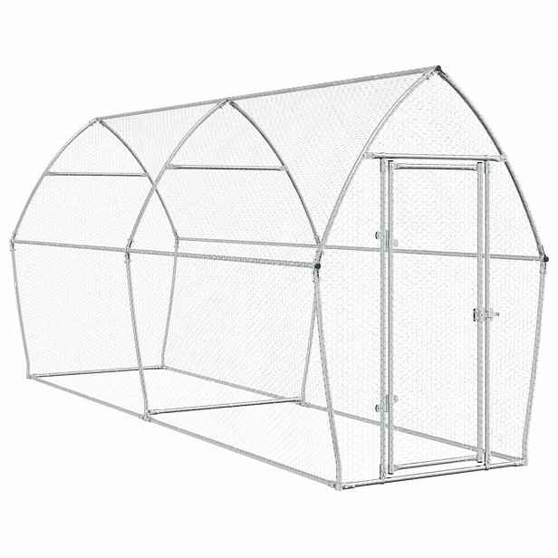 vidaXL Klec pro kuřata stříbrná 400 x 105 x 182 cm pozinkovaná ocel