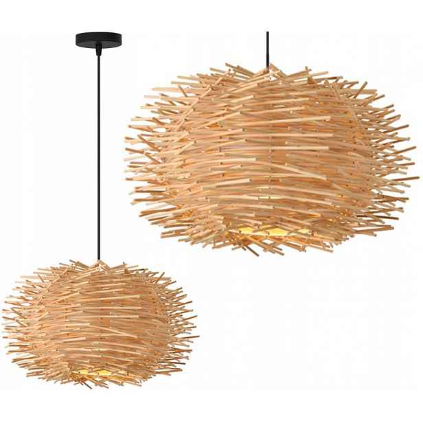 Závěsná Lampa Přírodní Boho Bambusová Zásuvka