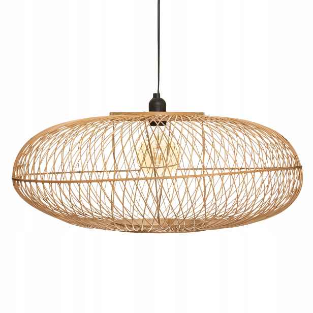 Závěsná Stropní Lampa Lehká, Bambusová, Ažurová, Béžová, E27 25X60 CM