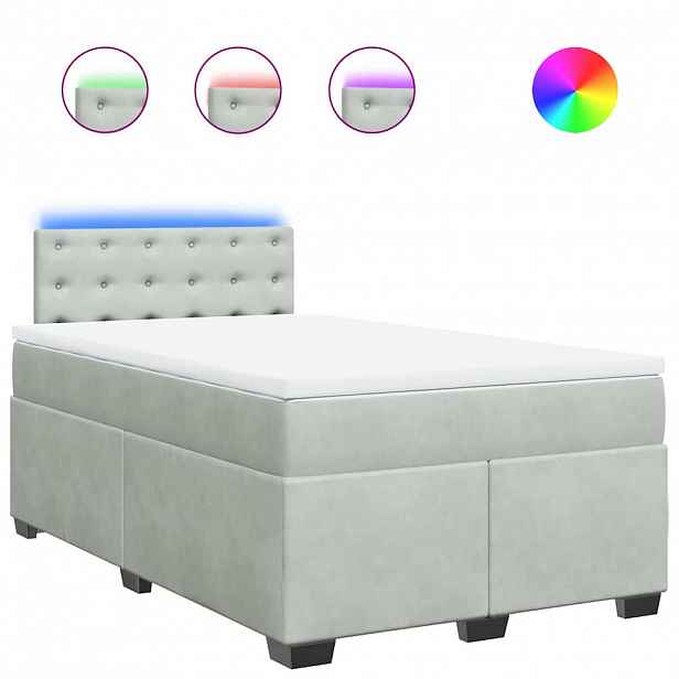 vidaXL Box spring postel s matrací světle šedá 120x190 cm samet