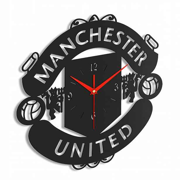 Nástěnné hodiny Manchester United Fotbalové hodiny Dárek Dřevěné hodiny 50 cm