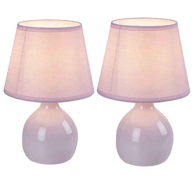 Sada 2 x Noční lampa růžová do ložnice Rabalux E14 40W se stínítkem