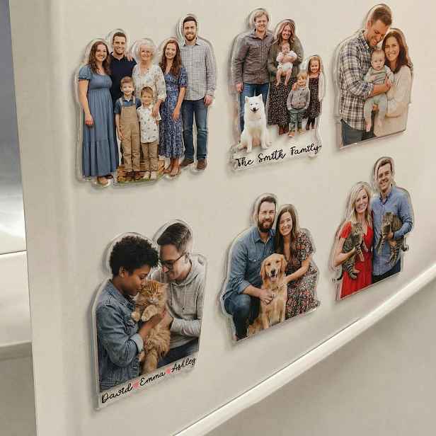 TEMU Personalizovaný magnet na lednici s fotografií - Magnet s rodinnou fotografií na míru s vaší vlastní fotografií, vhodný na dvířka lednice,