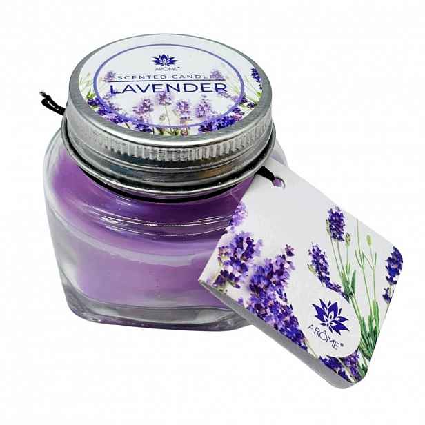 Vonná svíčka Lavender ve skleněné dóze s víčkem, 24 ks
