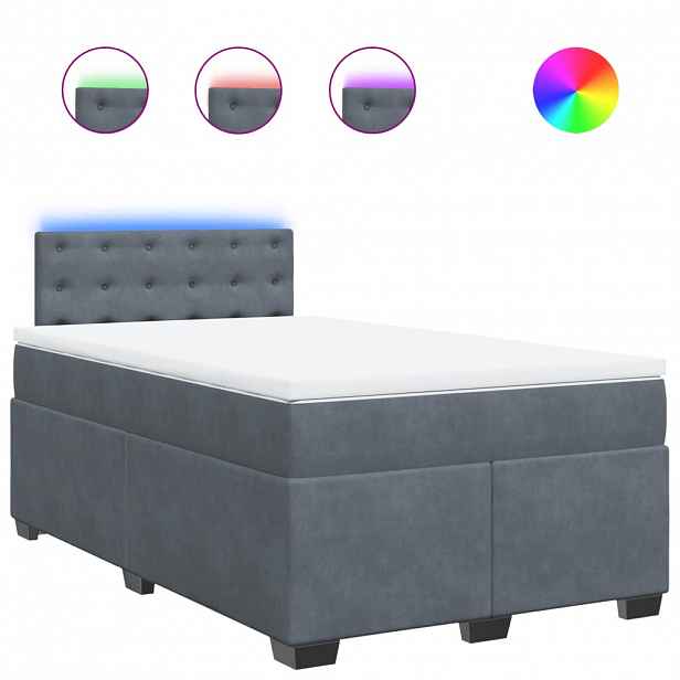 vidaXL Box spring postel s matrací tmavě šedý 120x190 cm samet