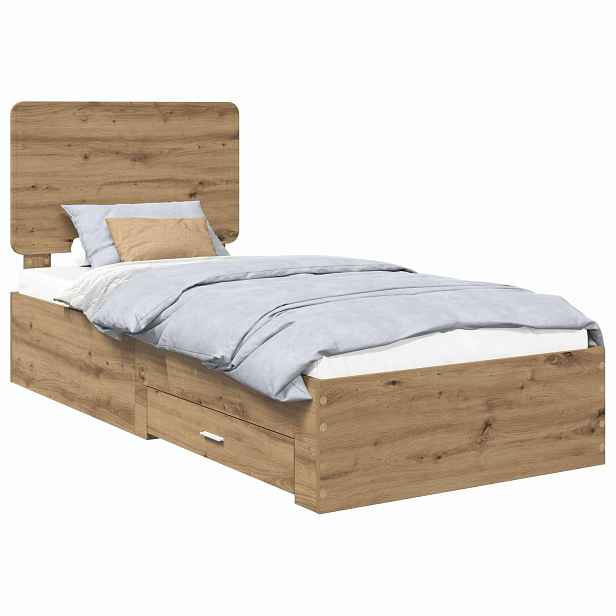 vidaXL Rám postele s čelo Artisanový dub 90 x 190 cm Kompozitní dřevo