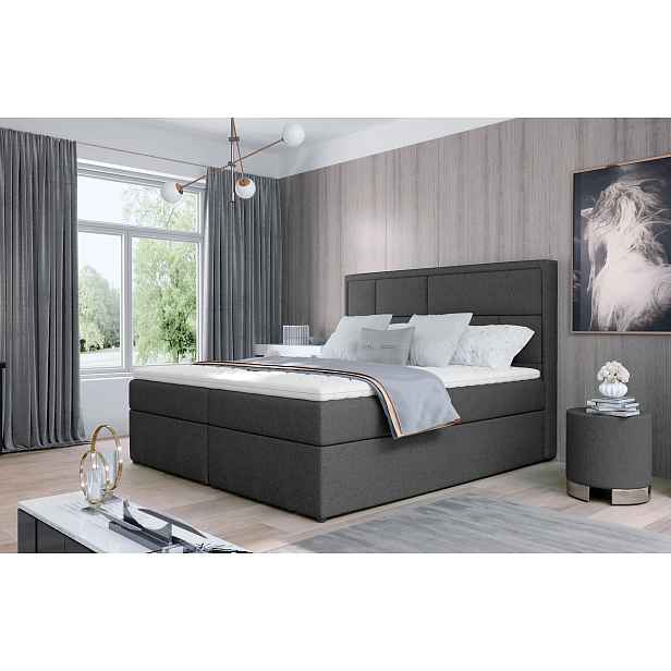 Manželská postel 180x200 OVARIO - tmavě šedá