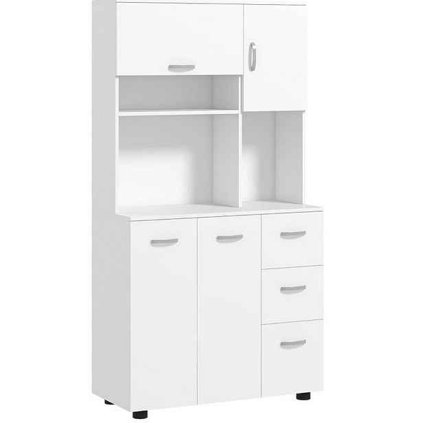 Modenvie BUFFET skříňka, 89/39,5/168 cm, dřevěný materiál bílá