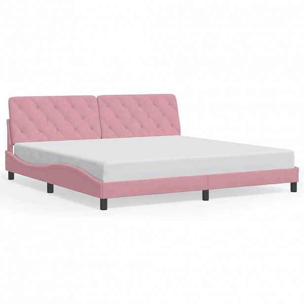 vidaXL Rám postele bez matrace růžový 200x200 cm samet