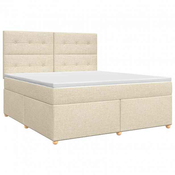 vidaXL Postel boxspring s matrací s čelo Krémová 160 x 200 cm Textil