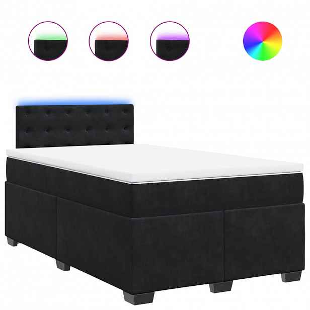 vidaXL Box spring postel s matrací černá 120 x 190 cm samet