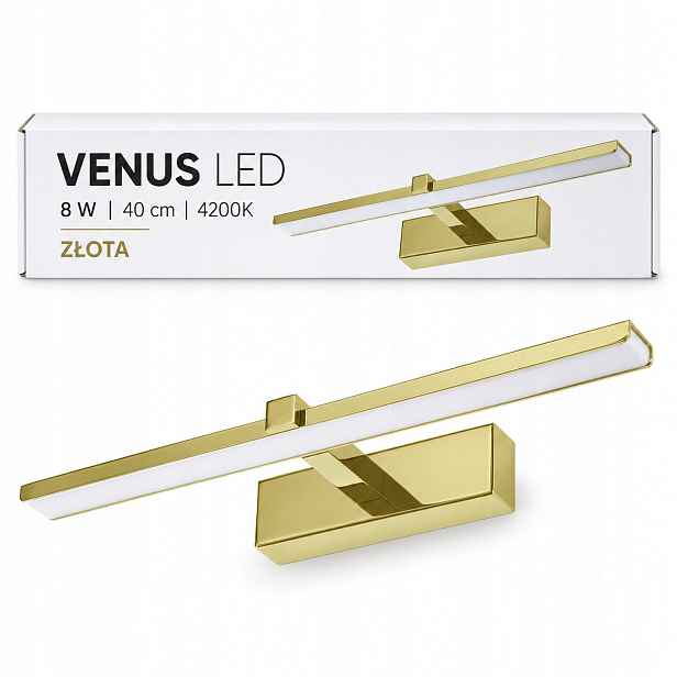 Obrazová lampa Venus 8W 40 cm zlatá Led 4200K IP44 580lm nástěnná obývací pokoj