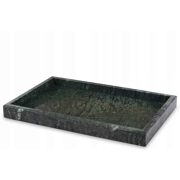 Podnos talíř paterka tmavý 30 cm mramorově zelený ozdobný