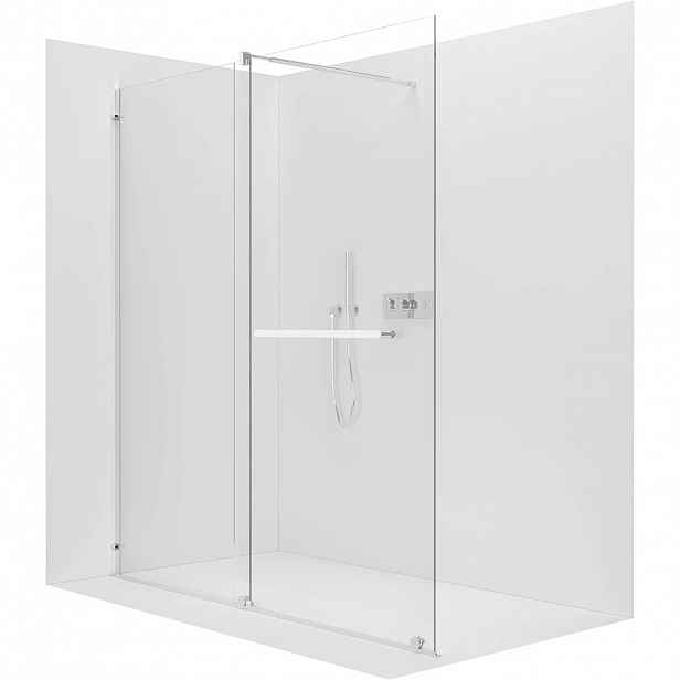 Sprchová zástěna Walk-in Medin L/P - 8 mm - chrom, transparentní sklo - 170x195 cm - dvoudílná posuvná
