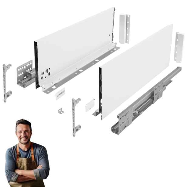 Šuplík Hafele Matrix Slim 450 mm H-199 35 kg 514.15.824 Tenkostěnná bílá
