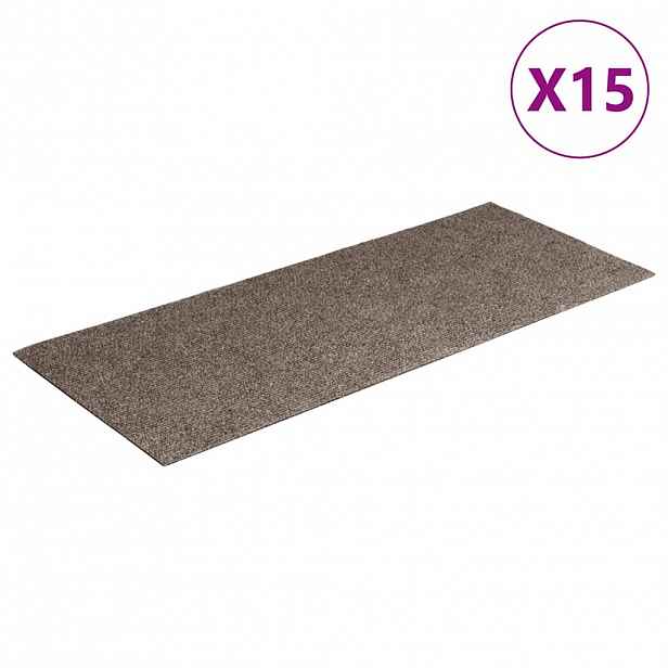 vidaXL Schodové rohože samolepicí 15 ks 60 x 25 cm béžové obdélníkové