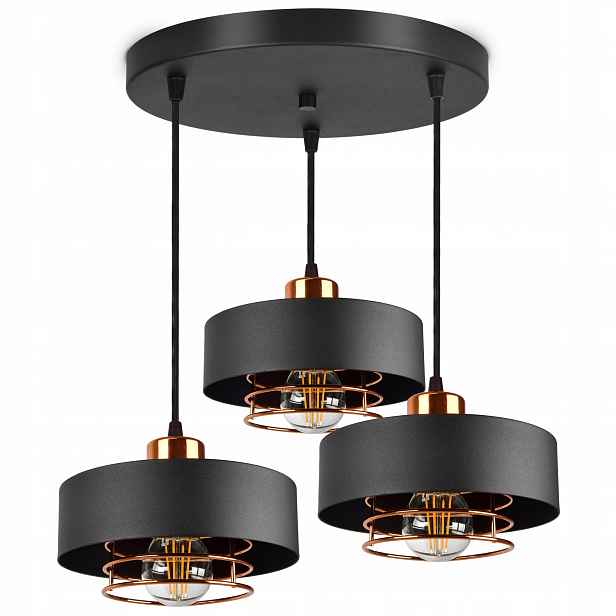 Závěsná Lampa Stropní Lustr Černá s mědí