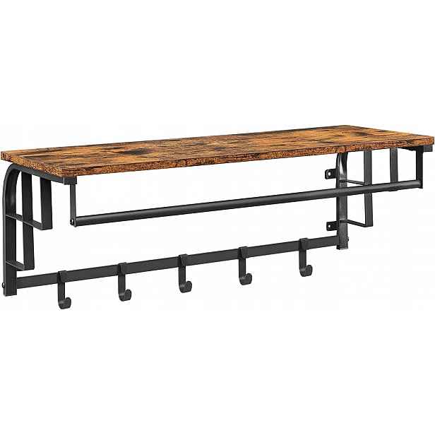 Závěsná nástěnná police industriální 80 cm Loft háčky