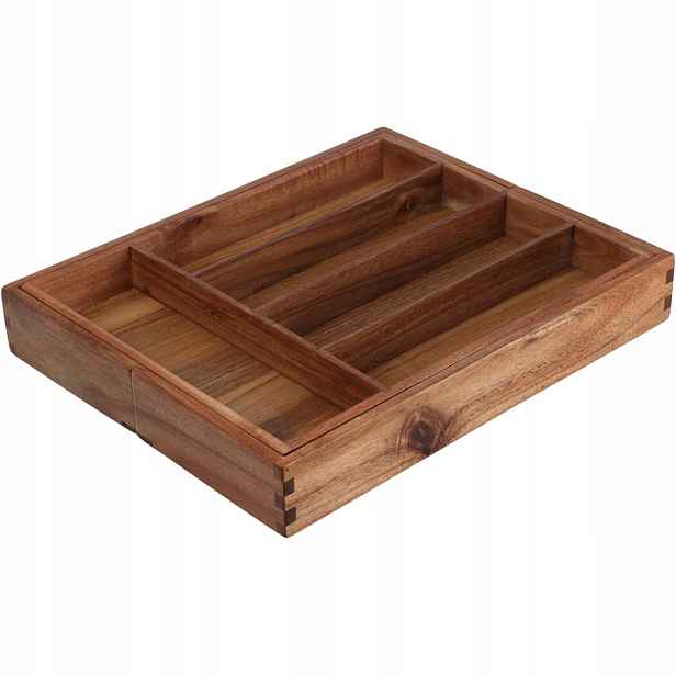 Organizér Do Zásuvky Na Příbory Lunu Hnědá Akátové Dřevo 45 x 35 CM