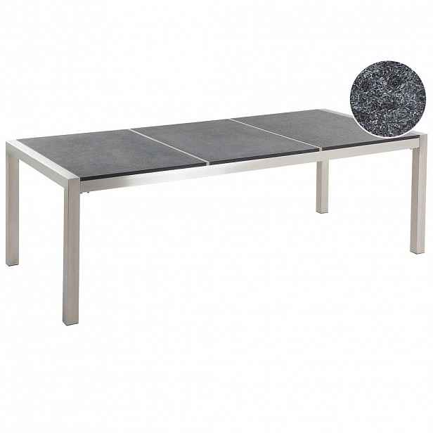 Beliani ZAHRADNÍ STŮL Nerezová ocel/Přírodní kámen černý opálené 220/100 cm Grosseto