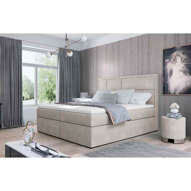 Manželská postel 180x200 OVARIO - světle béžová