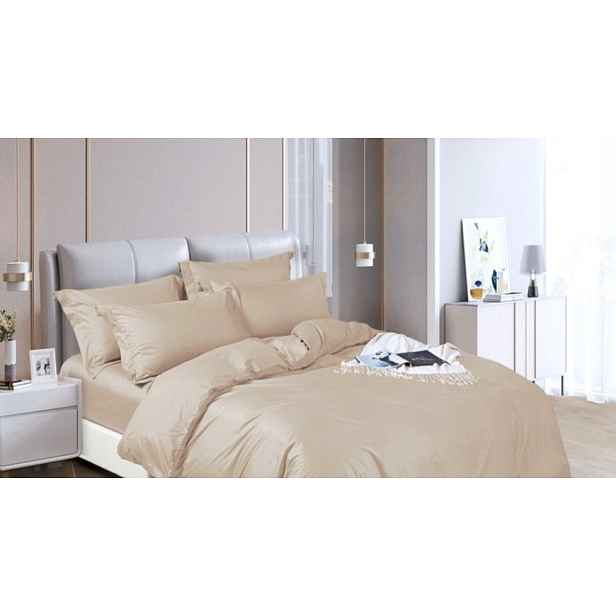 Povlečení Softsleep bavlněný satén, hedvábná béžová barva 100% bavlna 180x200