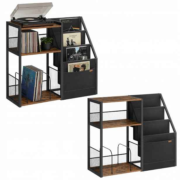 Stojan Na Gramofon A Vinyly police skříňka na desky přehrávač loft hnědá