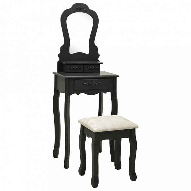 Toaletní stolek s taburetem Černá
