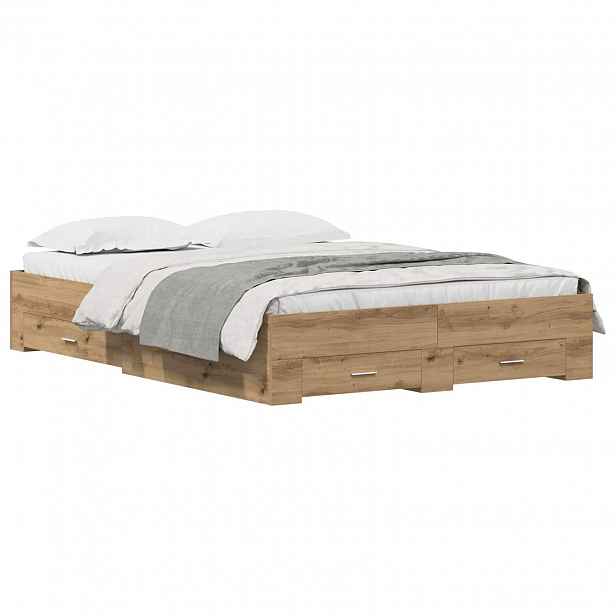 vidaXL Rám postele Artisanový dub 140 x 190 cm Kompozitní dřevo