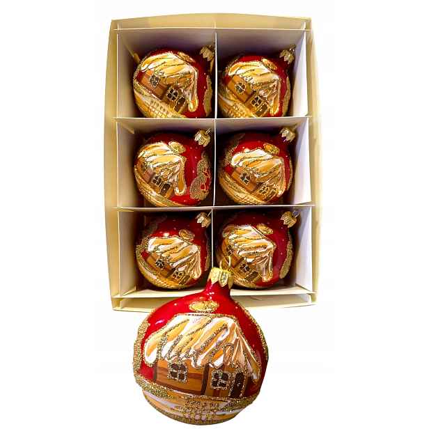 Vánoční Baňky Ručně Malované, Ozdobené 8 cm.6 kusů