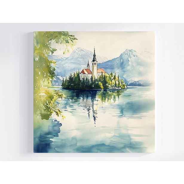 Obraz Na Plátně Canvas Krajina Slovinsko Jezero Bled Kostel Ostrov 50x50