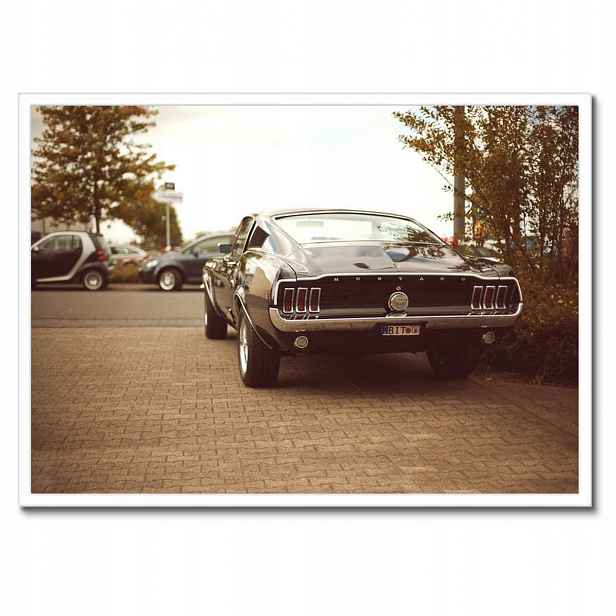 Plakáty v rámu 70x50 Ford Mustang černo-bílé