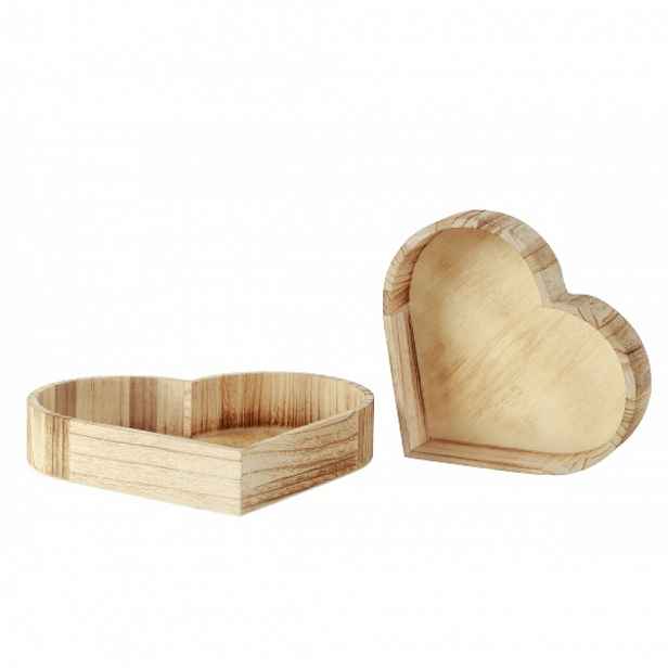 Sada 2 dřevěných podnosů HEART TRAY