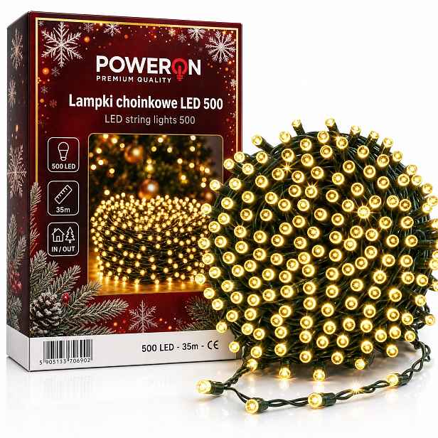 Vánoční Osvětlení Na Stromeček 500 Led Flash 35 m Teplé Bílé Na Venkovní Vánoční Stromek