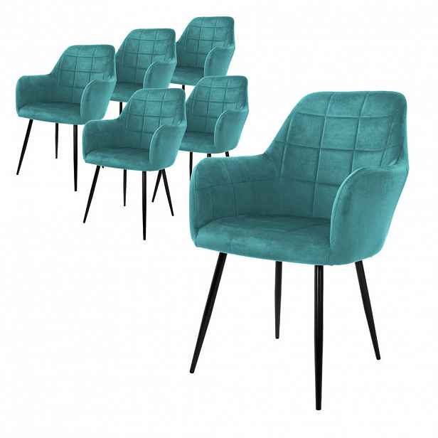 ML-DESIGN JÍDELNÍ ŽIDLE, sada 6 ks, petrolový samet