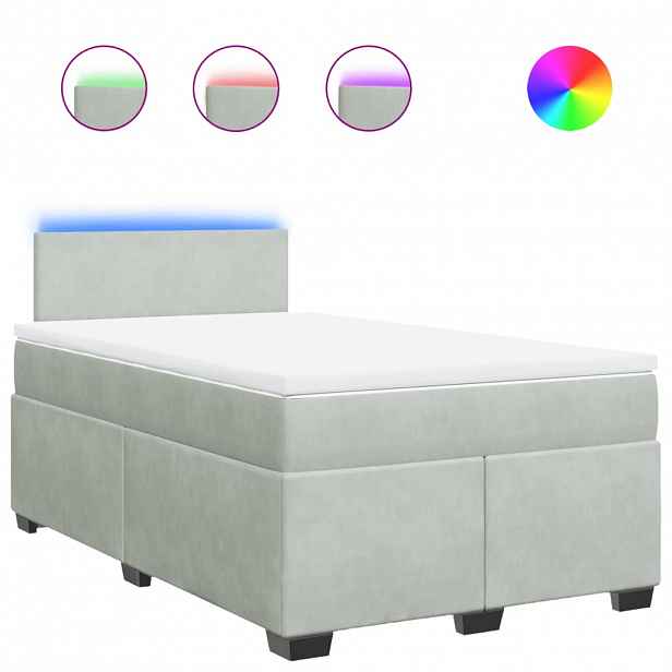 vidaXL Box spring postel s matrací světle šedá 120 x 200 cm samet
