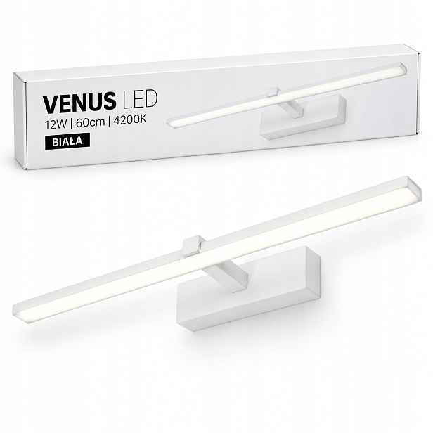 Moderní Led lampa Venus 12W 60 cm bílá 4200K nad zrcadlo do koupelny
