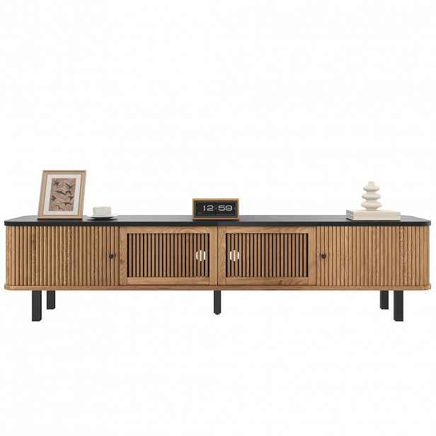 OKWISH TV stolek 190/35/45 cm dub z MDF a dřevotřísky se šoupacími dvířky a větrací mřížkou