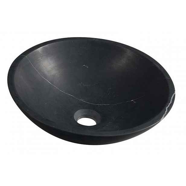 Sapho Blok - Umyvadlo na desku, průměr 40 cm, bez otvoru pro baterii, černý kámen 2401-35