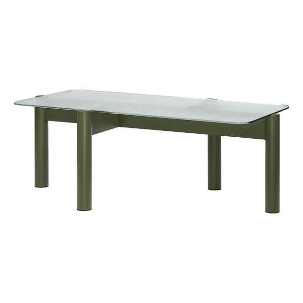 Zelený konferenční stolek se skleněnou deskou 55x105 cm Kob – noo.ma