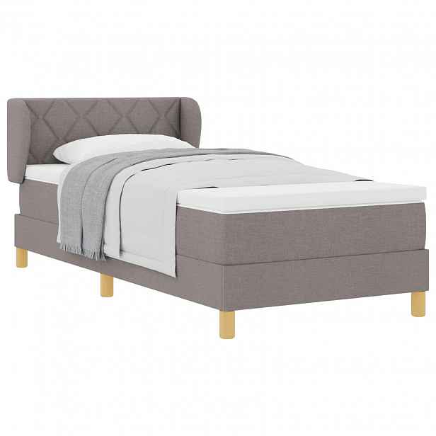 vidaXL Postel s boxspringem s čelo Taupe 90 x 190 cm textil