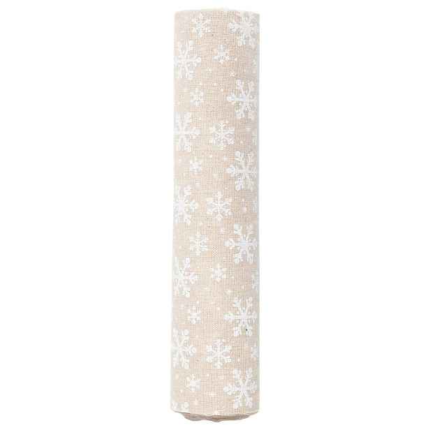 Béžový vánoční běhoun / látka na stůl s vločkami - 30*300 cm Mars & More