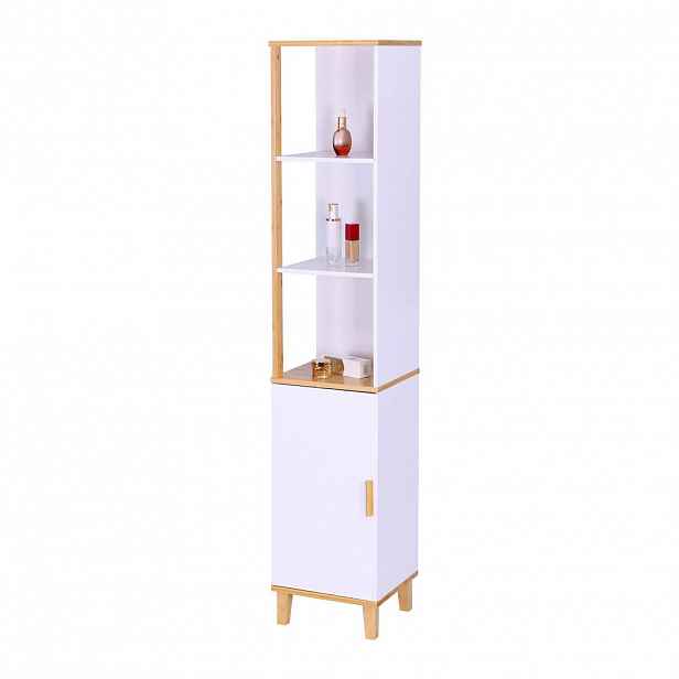Relaxdays SKŘÍŇKA Bílá Přírodní bambus MDF 1 dvířka 169 cm