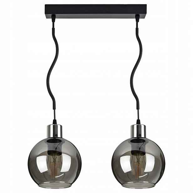 Skleněná závěsná lampa Lustr Spline Chrom Kula