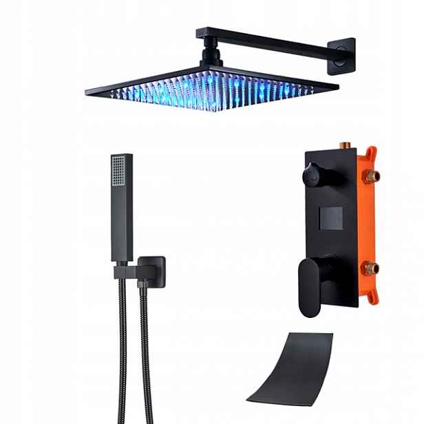 Černá sprchová baterie Vodopád 40 LCD Led