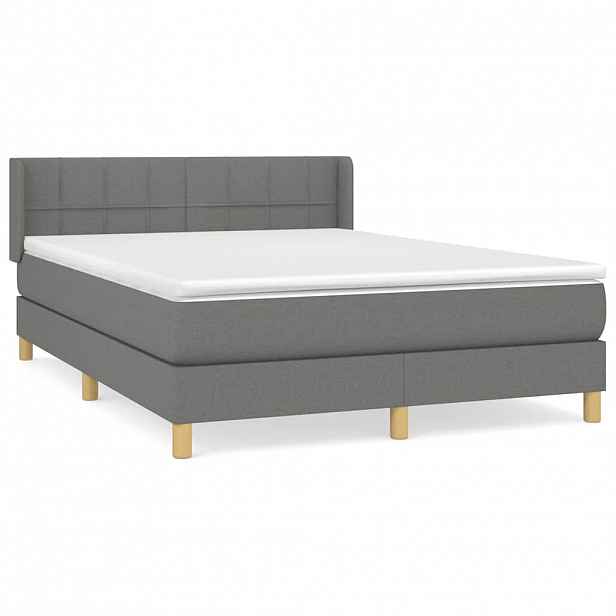 vidaXL Box spring postel s matrací tmavě šedý 140 x 190 cm textil