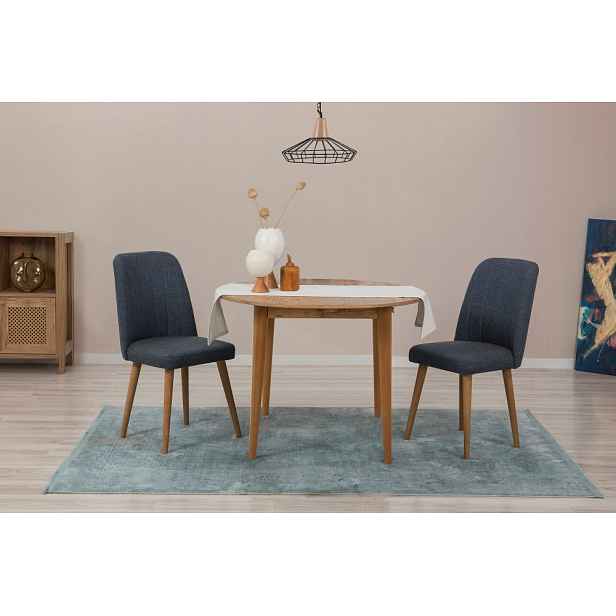 Jídelní set s rozkládacím stolem a židlemi (3 kusy) Vina 1048 - Atlantic Pine, Navy Blue