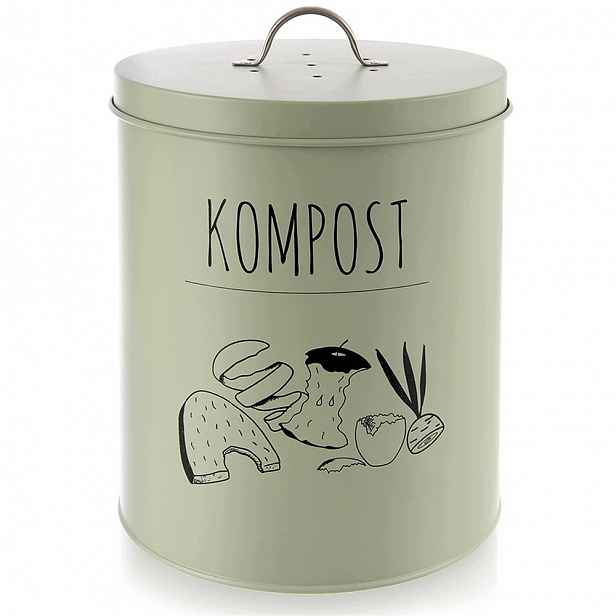 Kuchyňský kompostér kovový zelený 8 l s uhlíkovým filtrem