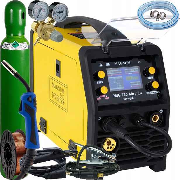 Svařovací stroj Magnum Mig 220 Alu Synergia Mag Mma Tig Flux 200A 230V LCD SET4